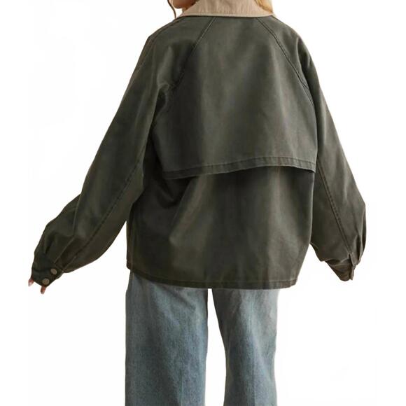 NEW MIOU MUSE collar contrasted utility jacket in blue - Picture 3 of 5